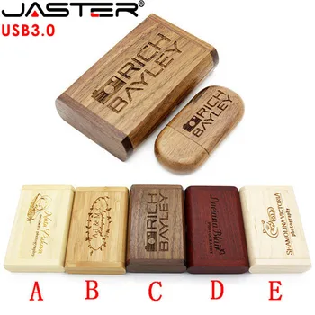 JASSTER Безплатен потребителски лого, USB 3.0 Флаш Памет Memory Stick + Опаковъчна Кутия pendrive 4GB 8GB 16GB 32GB 64GB Подаръци За Сватбена Фотография
