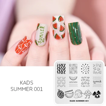 KADS Summer 001 Диня Дизайн нокти шаблони за нокти-арт Табела за нокти-арт Шаблон за нокти със собствените си ръце от неръждаема стомана