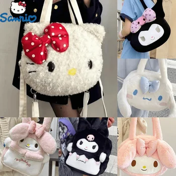 Kawaii Sanrio Hello Kitty Плюшен Чанта с Голям Капацитет Kuromi melody Чанти-тоут Y2k Модерна Дамска Чанта През рамо Коледен Подарък