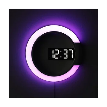 LED Дигитални Стенни Часовници С Дигитален Дисплей на Температурата на 7 Цвята на 3D Декорация Спални Хол Digital alarm clock Огледало