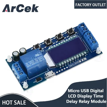 Micro USB Цифров LCD дисплей Модул Реле Забавяне на Постоянен Ток 6-30 В Управление на Многофункционален Превключвател Таймер Цикъл на Стартиране XY-LJ02