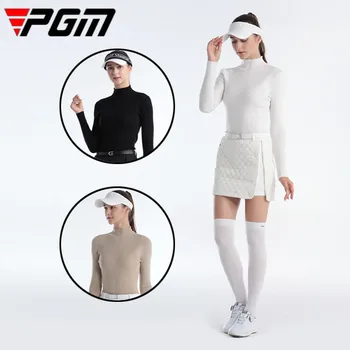 PGM Есента женски пуловер за голф с дълъг ръкав, дамски пуловер за голф с кръгло деколте, топли блузи за голф, Зимни Ветроупорен трикотажни спортни ризи