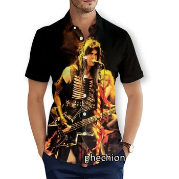 phechion Мъжки Плажни Ризи С къс Ръкав W. A. S. P Rock, Ежедневни Ризи С 3D Принтом, Модни Градинска Дрехи, Мъжки Блузи X273