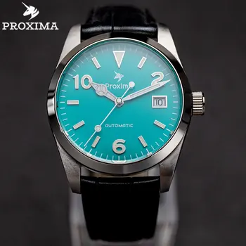 Proxima Ретро Класически мъжки часовник за водолази от неръждаема стомана 316L, 200-метров Водоустойчив Светещи Сапфир PT5000, Автоматични механични часовници