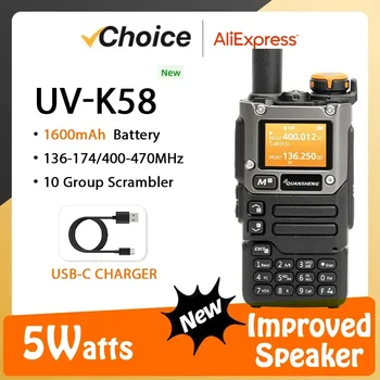 Quansheng UV-K6 5 W Преносима радиостанция UV-K58 UV-K5 (8) Двустранно радио USB-C С директно зареждане, Многополосное AM FM, VHF UHF DTMF Актуализация UVK5
