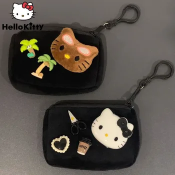Sanrio Hawaii Hello Kitty Женски Портфейл Y2k Чист Чанта За Съхранение на Преносим Чанта За Слушалки Плюшен Мультяшная Чанта За Карти за Подарък За Рожден Ден За момичета