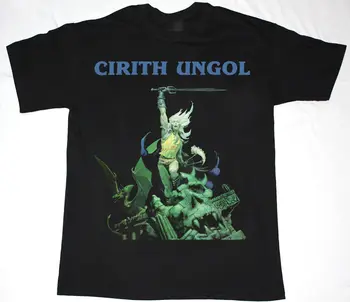 Vtg CIRITH UNGOL FROST And FIRE Плътен памучен черна риза унисекс всички размери HH385 с дълъг ръкав