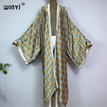 WINYI кимоно годишният Класически принт Женски Жилетка Свободното си Дълга Рокля с елегантно Парти Boho Maxi Почивки на Корицата Кимоно кафтан