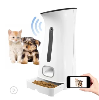 Автоматичен фидер на домашни любимци обем 7,5 л, Вградена камера, Wi-Fi, умна ясла за домашни любимци, за кучета и котки