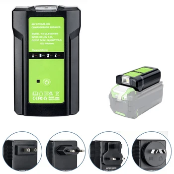 Адаптер за литиево-йонна батерия GreenWorks GLB40V, зарядно устройство за електрически инструменти, защита от презареждането с USB и осветление 3 W
