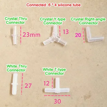 Аксесоари За свързване на маркуча Към тръбата Crystal Бял T Y L е кръстовидна Правоъгълен Конектор със силиконова тръба 6 * 4 мм, Въздушна Помпа