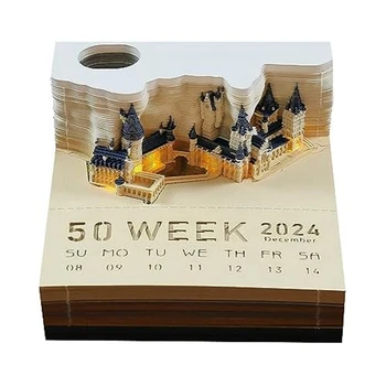 Албум за бележки с календар Cube Castle, led 3D бележник, Албум за водене на бележки, Коледен подарък за рожден Ден