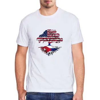 Американски Флаг Дърво Мода Новост Мъжки Ежедневни Градинска Дрехи Мъжки и Дамски Тениска От 100% Памук С Къс Ръкав