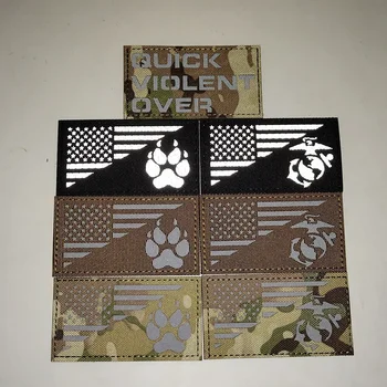 Апликация на US IR Ивици Navy SEAL Икона услуга куче Тактически морала Светлоотразителни стикери, с нокти на американската кучета в раницата, от плат в стил пънк