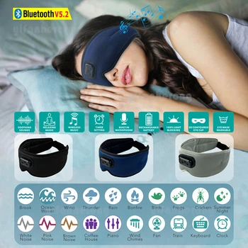 Безжичните музикални слушалки за сън с бял шум, Bluetooth-съвместима маска за око, автоматично изключване, Ултратънък стереодинамик с висока разделителна способност