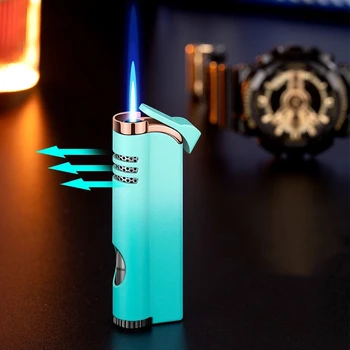 Ветрозащитная запалка мъжки метална градиент надуваема с директен син пламък с видими въздушно помещение Персонални дамски запалка Креативната
