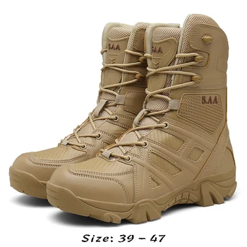 Висококачествени кожени обувки с висок берцем за мъже, размер 46 47, новост 2023 година, есента на градинска военна тренировочная обувки за планински туризъм - хакове