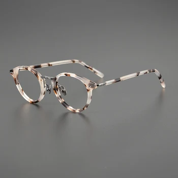 Висококачествени рамки за очила компютър от ацетат и титан, Мъжки и женски, елитен марка, Ретро-овални рамки за очила по рецепта, очила за очила