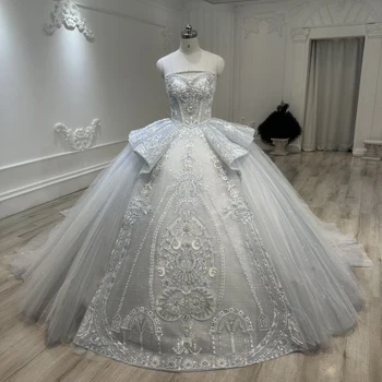Висококачествено сиво-синьо сватбена рокля 2023, хит на продажбите, важното е булчинската рокля на булката, расшитое мъниста