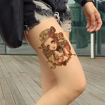 Водоустойчив временна татуировка на бедрото си, принцеса на средновековието, на татуировка-етикети, флаш татуировка, фалшиви татуировки за момичета и жени