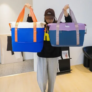 Водоустойчива чанта с голям капацитет, за да е подходяща по цвят Туристическа чанта за фитнес, пътна чанта за бременни, расширяющаяся и сгъване унисекс