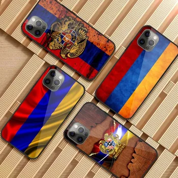 Готин Калъф За мобилен телефон С Флага на Армения, За да IPhone14 13 12 11 XS X 8 7 6 Plus Mini Pro Max SE 2022 Черно PC TPU със Стъклен Капак на Телефона