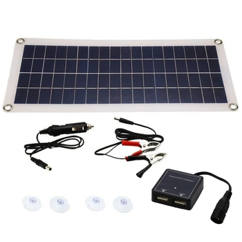 Гъвкава соларен панел с мощност 1X8 W 12 с два USB/DC, ефикасно зареждане на акумулаторна батерия, къмпинг