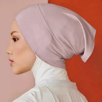Дамски hijabs, нова многоцветен малка шапка от еластичен мерсеризованного памук, дамски стрейчевая hoody, шапка