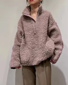 Дамско палто от вълна от овце, 2023, Малка ароматна ежедневни връхни дрехи с полувысоким яка.