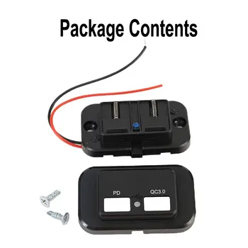 Двухпортовая Изход за бързо зарядно устройство Car АВТОБУСА с два USB порта, Изход за няколко устройства с PD + QC3 0 и устойчиво на надраскване корпус