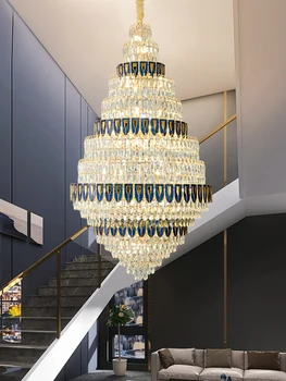 Декоративни Висящи лампи за хранене в къщи, Фоайето на хотела, златна луксозен полилей от кръгло стъкло в скандинавски стил, Модерен Полилей