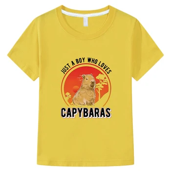 Детска тениска Capybara, къси тениски от 100% памук, тениски с Аниме за момчета и момичета, y2k, цели години на детски дрехи, бебешки дрехи