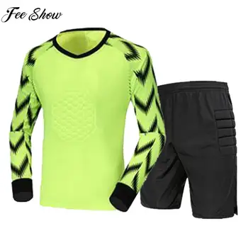 Детска футболна форма на вратаря за момчета, Тренировъчен спортен костюм за игри на футбол, баскетбол, отгоре с мека подплата, с дълги ръкави и панталони