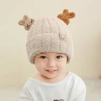 Детска шапка, есенно-зимна вязаная шапка, вълнена шапка за момче, есенно-зимна сладка, супер сладка, удебелена ветрозащитная хет-пуловер