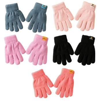 Детски двуслойни изолирана ръкавици, топли зимни ръкавици без пръсти с отделни пръсти за бебета