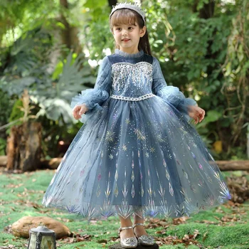 Детско бархатное пищни принцеса рокля за момичета, костюми за cosplay, пролет-есен, нови рокли за партита в чест на Хелоуин с пайети