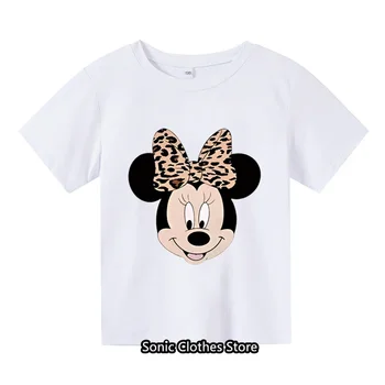 Дрехи за деца от 3 до 14 години, тениска с Мини Маус, тениска за момчета и момичета, бебешки дрехи, дамски тениски с анимационни герои Kawaii, летни тениски