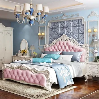 Дървена уникална луксозна легло King Size Master С евтини тапицерия Queen Bed Модерни мебели за дома от изкуствена кожа Letto Matrimoniale