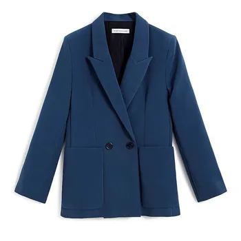 Ежедневни блейзери Zadig, женски обикновена сини костюми с ревери, официален офис шик блейзър с джоб копчета, дамски дрехи, за дейности, дамско палто, дрехи