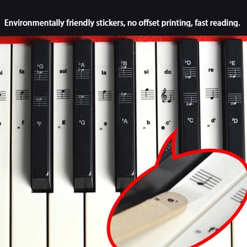 Етикети за пиано с 54/61/88 бутони, Прозрачна клавиатура за пиано, за Стикер от PVC, Електронна клавиатура за пиано, Етикет за регистрирани Бележки, Аксесоари