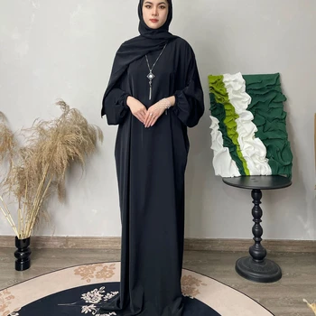 Женствена рокля близкия изток Турски шалове, мюсюлманската рокля-хиджаб, Модно однотонное рокля с дълъг ръкав Vestidos Largos