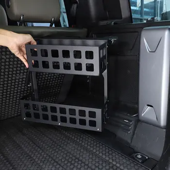 За Land Rover Defender 110 2020-2024 Черно багажника на колата от алуминиева сплав Дясната кошница за съхранение Органайзер за съхранение на аксесоари