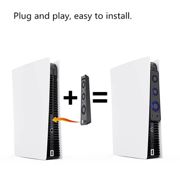 За PS5 Вертикална поставка с охлаждащ вентилатор USB контролер Зарядно устройство Игрова конзола зарядно устройство Вентилатор, охладител е с автоматично стартиране