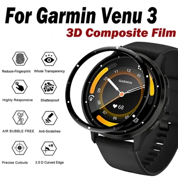 За Умни часовници на Garmin Venu 3 3D Прозрачен Филм Ultra Full Cover Извити Защитно Фолио За Екрана