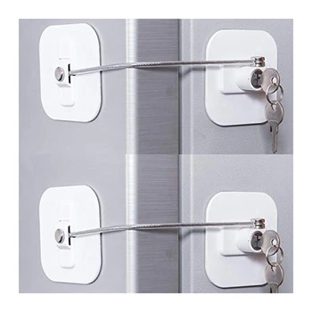 Заключване на хладилник, Мини-хладилник с ключ за възрастни, Заключване за хладилника, вратата на достъпа на корпуса (бял, 2 опаковки) CNIM Hot