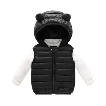 Зимна жилетка за деца, есен облекло с качулка, однотонная детска горна дреха без ръкави, детски якета са на 1-4 години