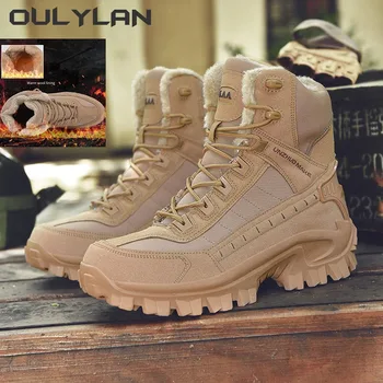 Зимни Топли мъжки военни тактически обувки, мъжки армейските катерене туристически обувки за пустинята, водоустойчив работа защитни обувки, улични военни обувки