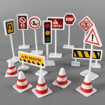 Играчката Модели на Пътни Знаци за Ранно Образование на Градските Пътни Баража Знаци Сигналните Светлини на Сцената Моделиране Играчки Аксесоари