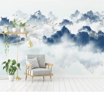 Индивидуални голям стенопис beibehang, нова китайска художествена концепция, абстрактен пейзаж туш, тапети тапети за хола