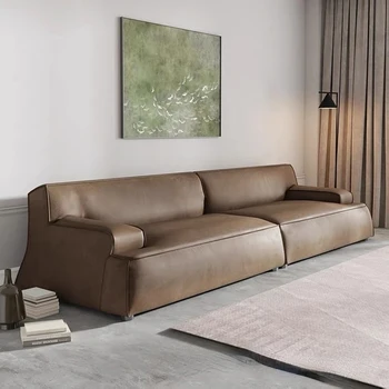 Италиански минималистични диван за хола Baxter Damascus, Дизайнерски Кожен диван с технологията Frosted Technology, Моля, диван